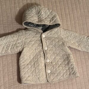 First Impressions Gray Hooded Quilted Puffer